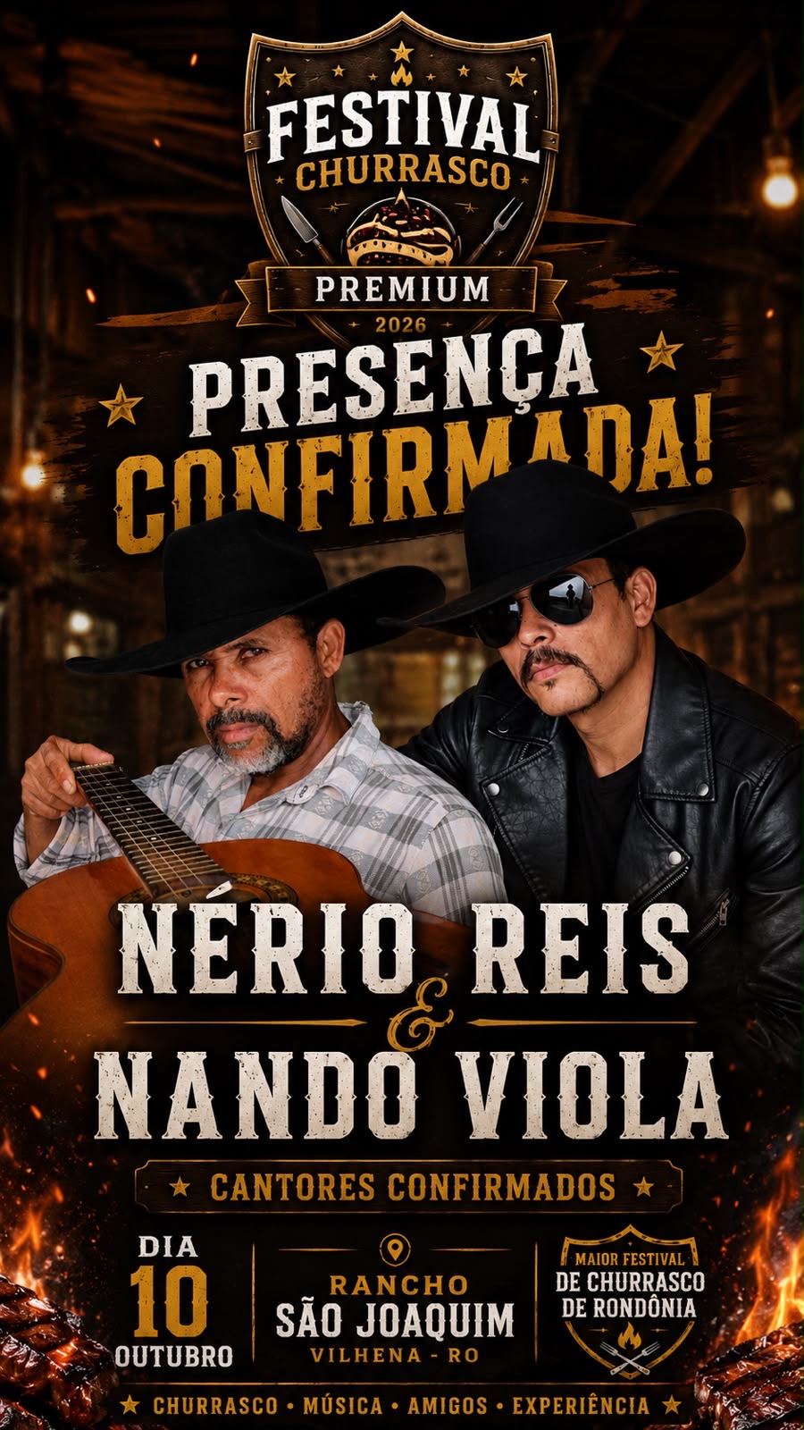 Nério Reis & Nando Viola — cantores confirmados do Festival de Churrasco Premium 2026